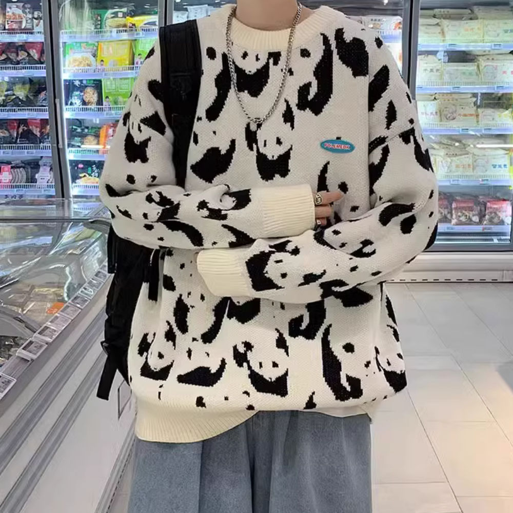 Cartoon Panda Embroidered Sweater