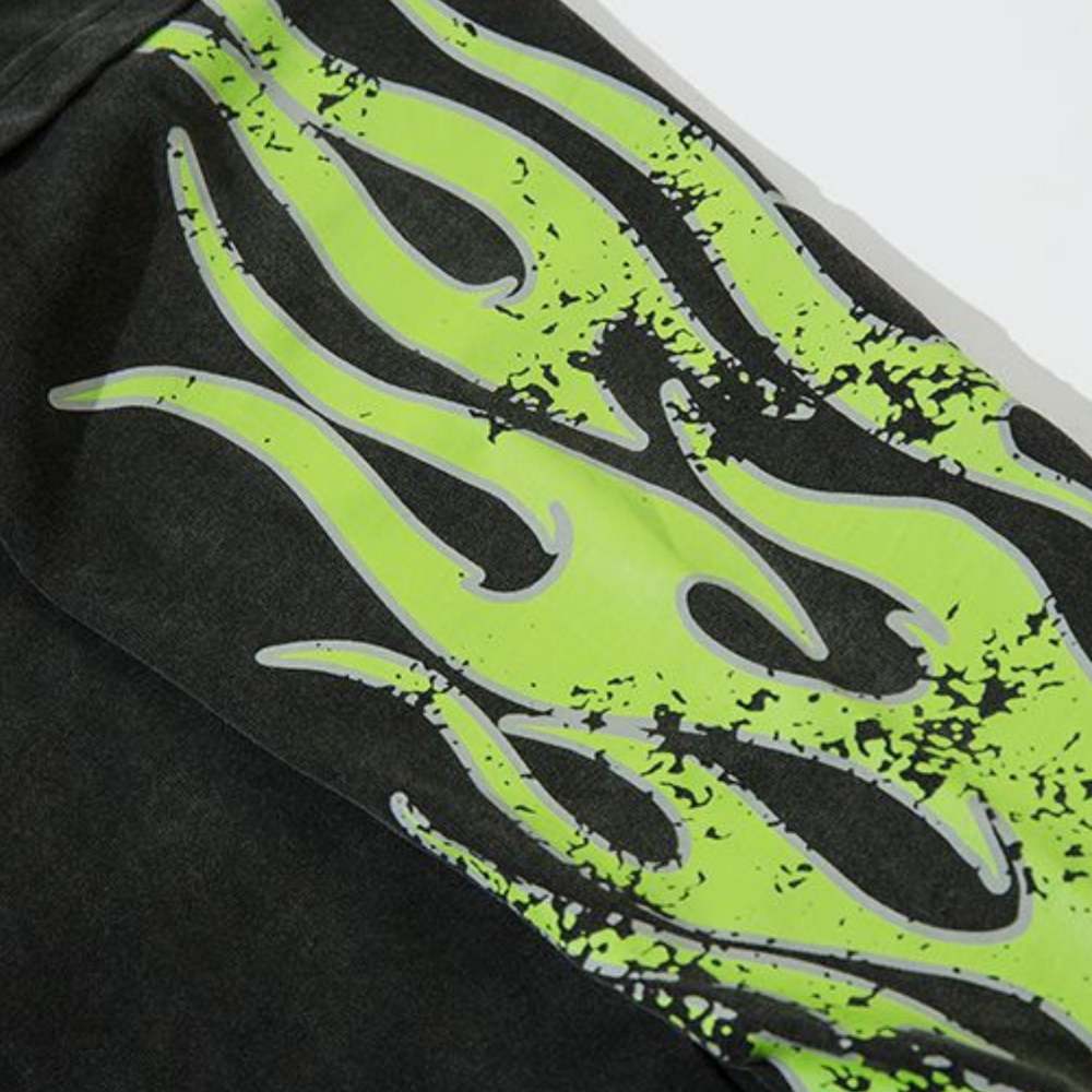 Flame Letters Fake Two Pieces Sweatshirt