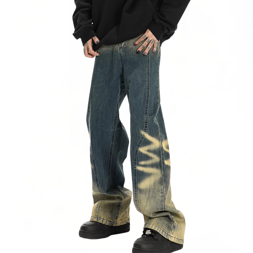 Gradient Tie-Dye Paneled Jeans