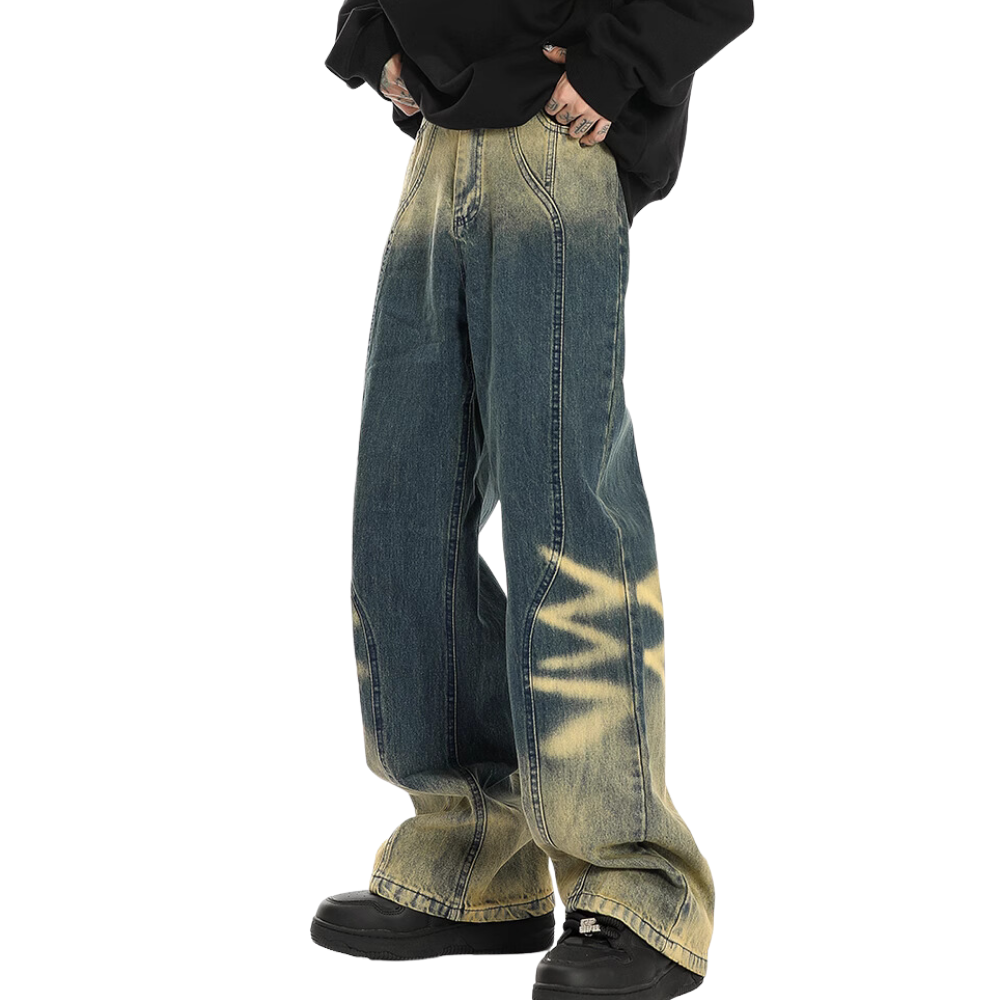 Gradient Tie-Dye Paneled Jeans