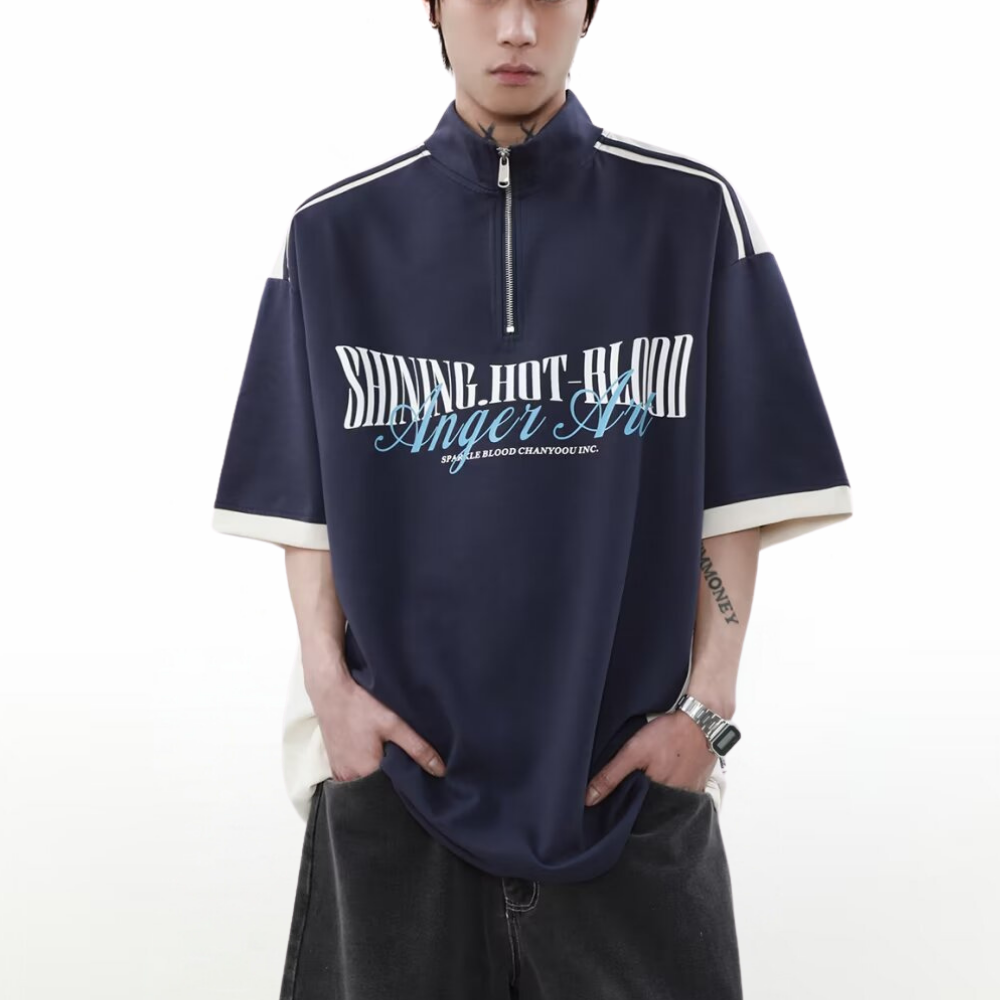 Retro Outdoor Stand Collar POLO Shirt