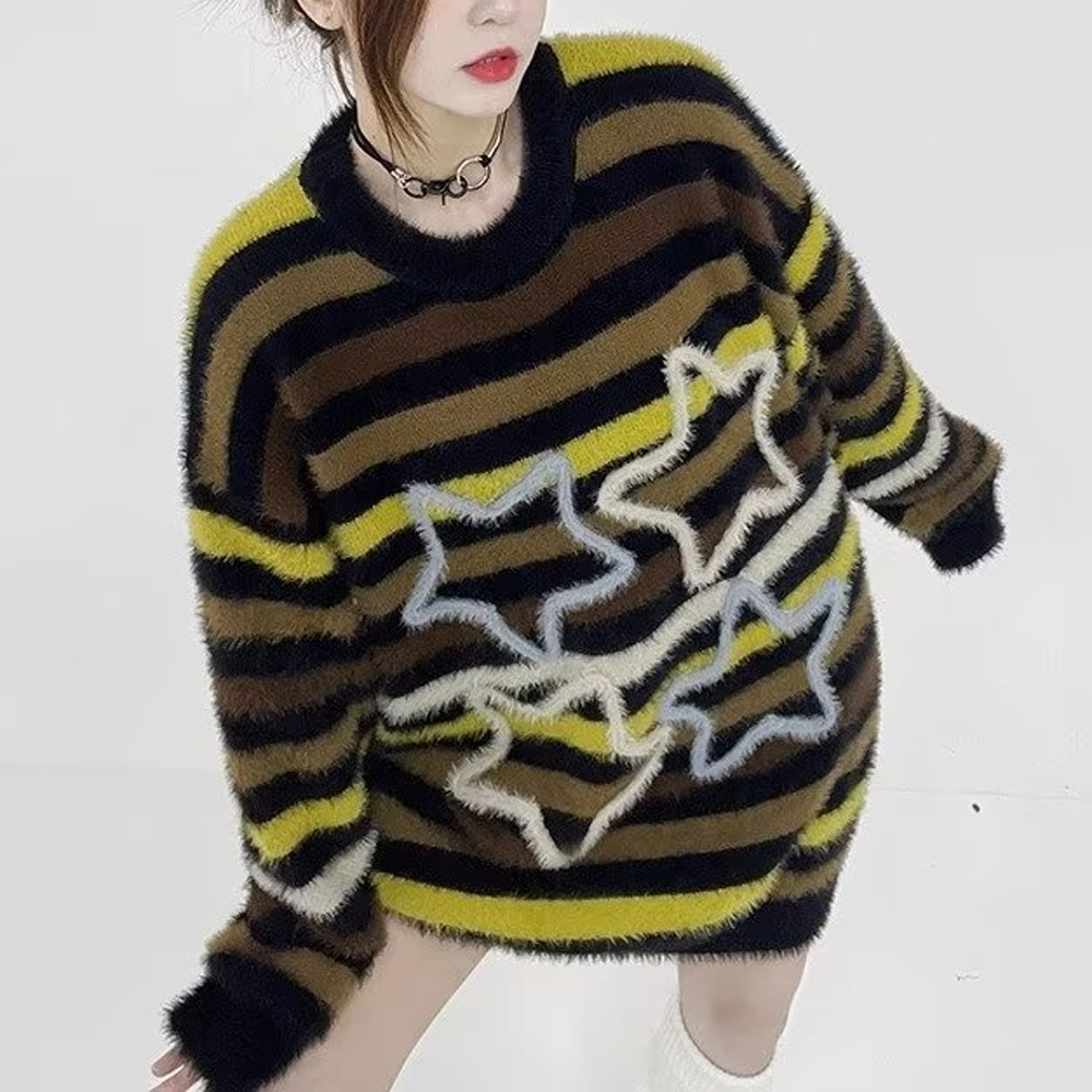Retro Striped Stars Sweater