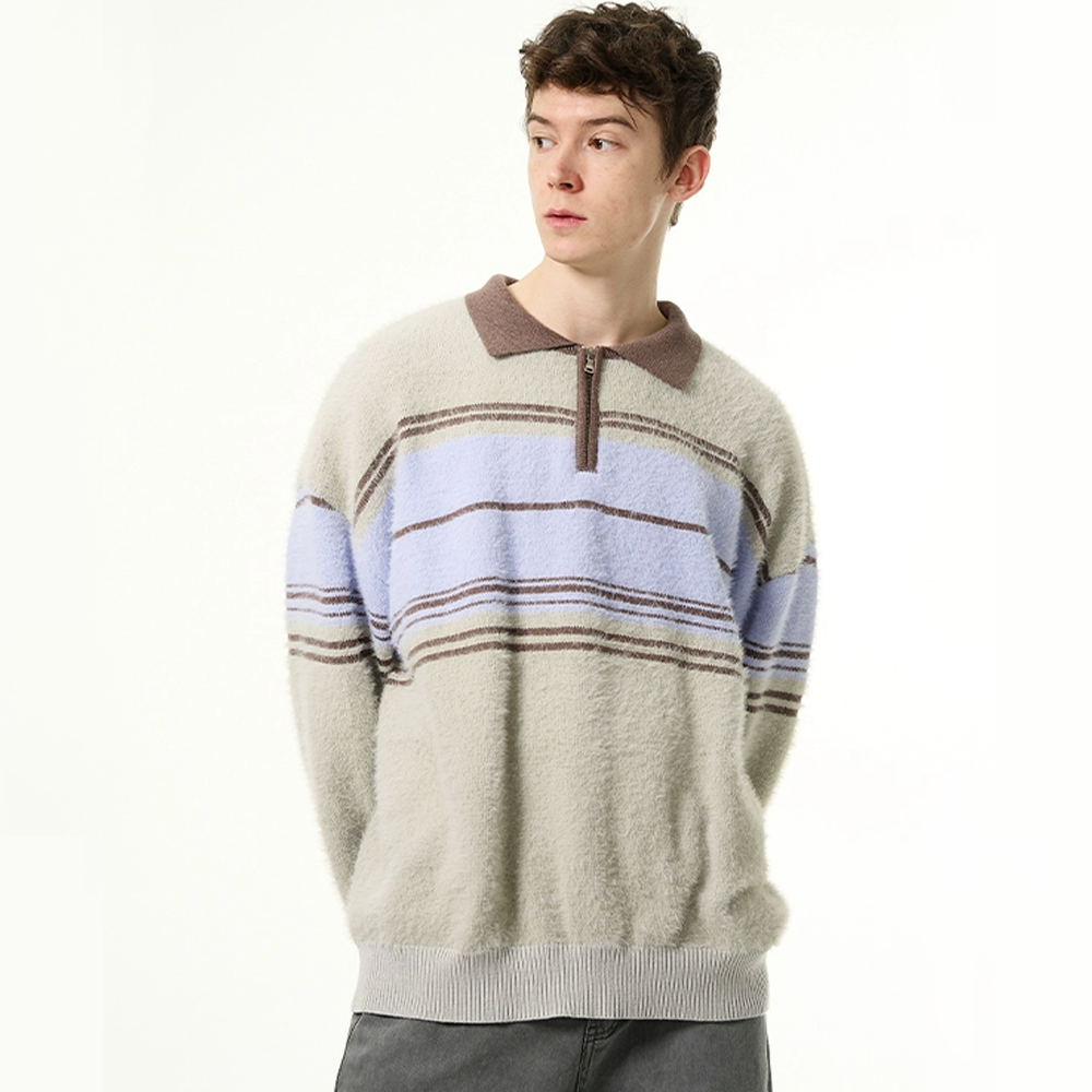 American Faux Mink Polo Sweater