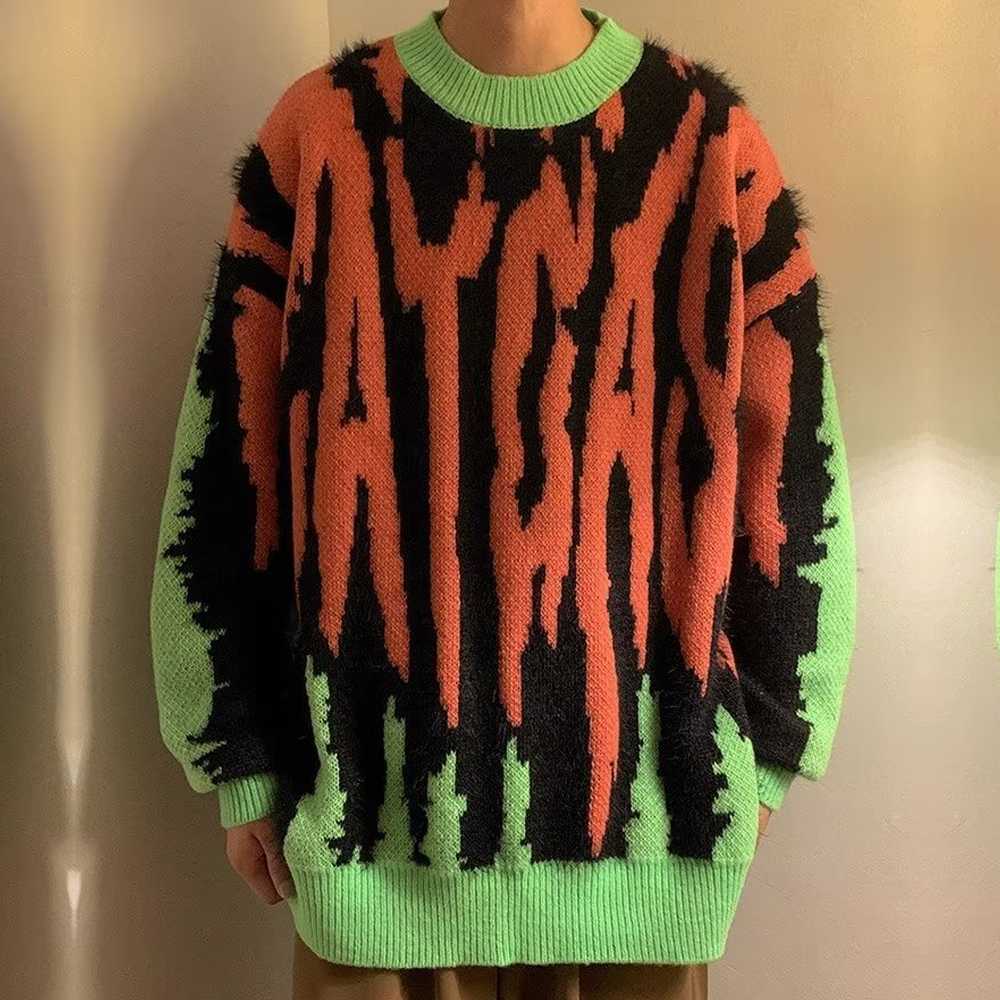 Personality Contrasting Colors Sweater