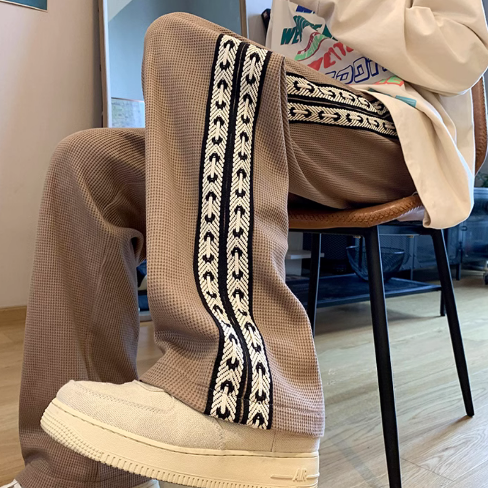 Retro Side Braided Drawstring Sweatpants