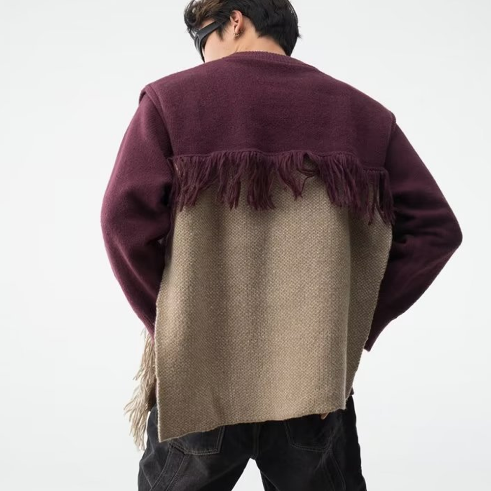 Heavy Design Tassel Splicing Sweater