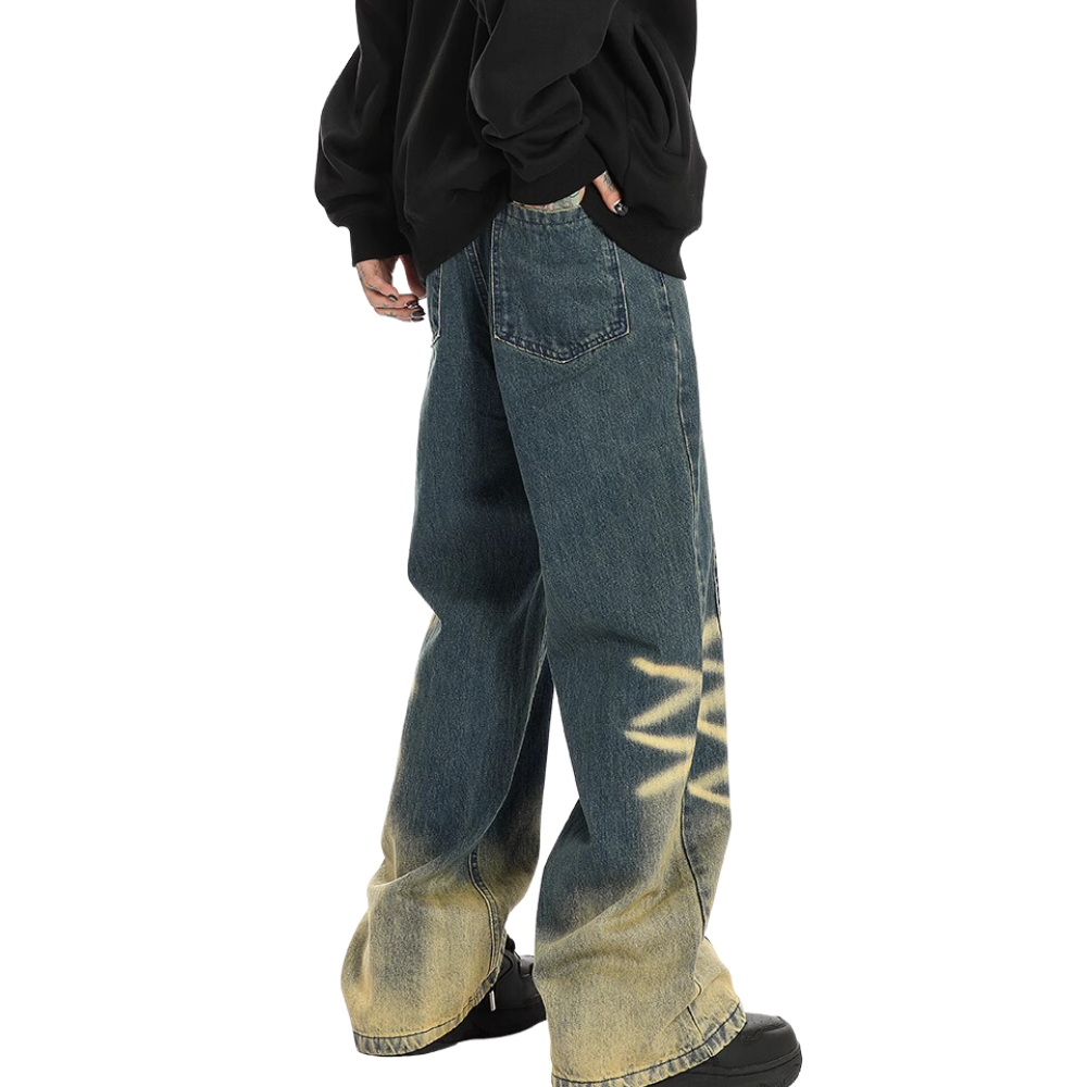 Gradient Tie-Dye Paneled Jeans