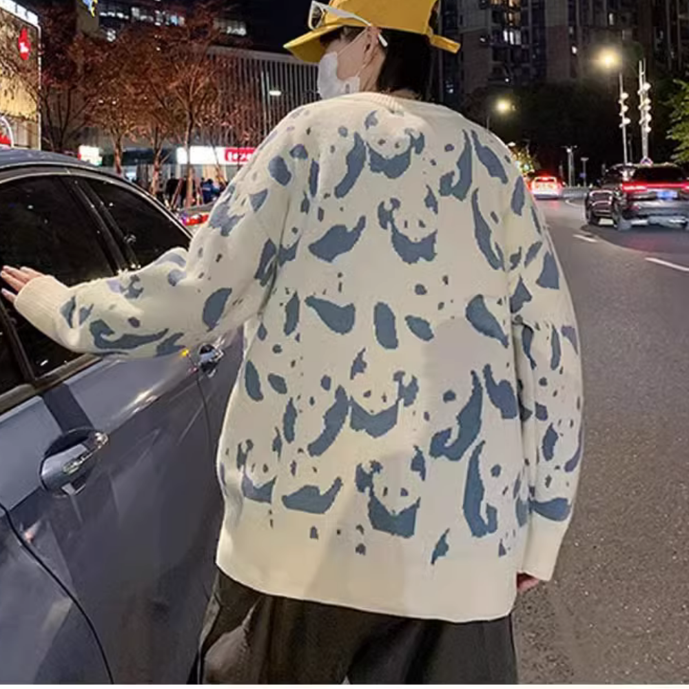 Cartoon Panda Embroidered Sweater