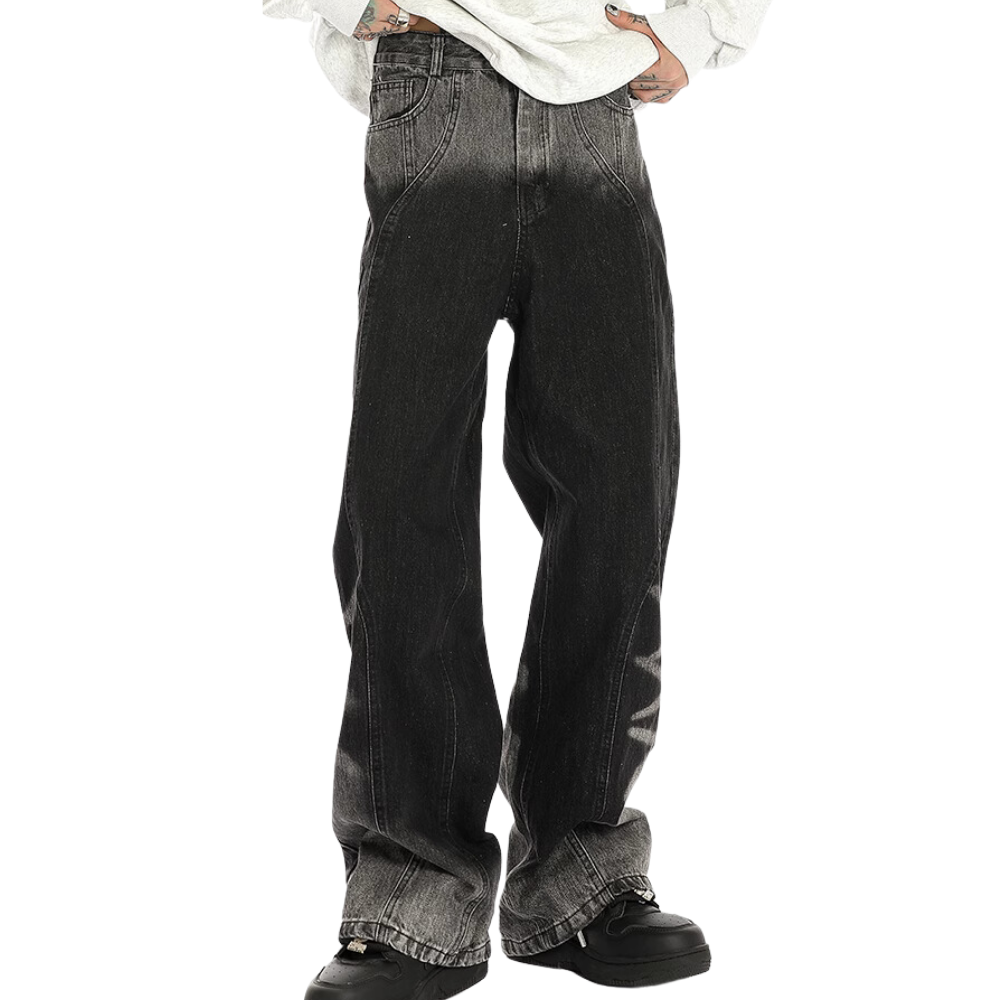 Gradient Tie-Dye Paneled Jeans
