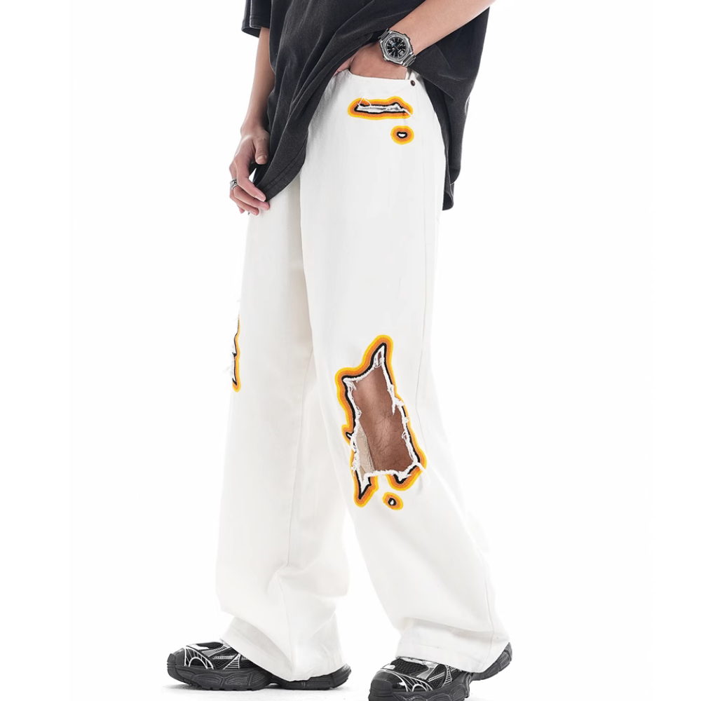 DF |Street Flame Ripped Jeans