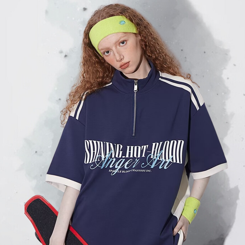 Retro Outdoor Stand Collar POLO Shirt