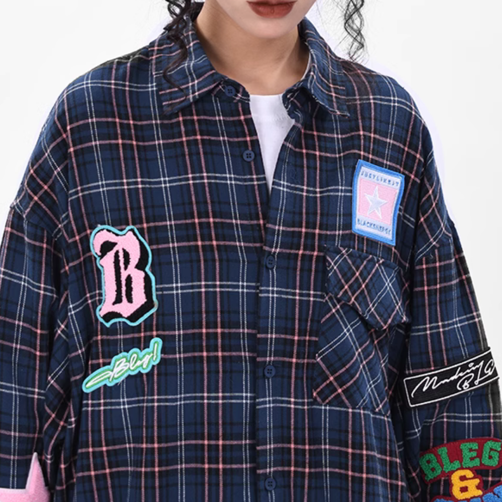 Harajuku Stars Letter Patch Shirt