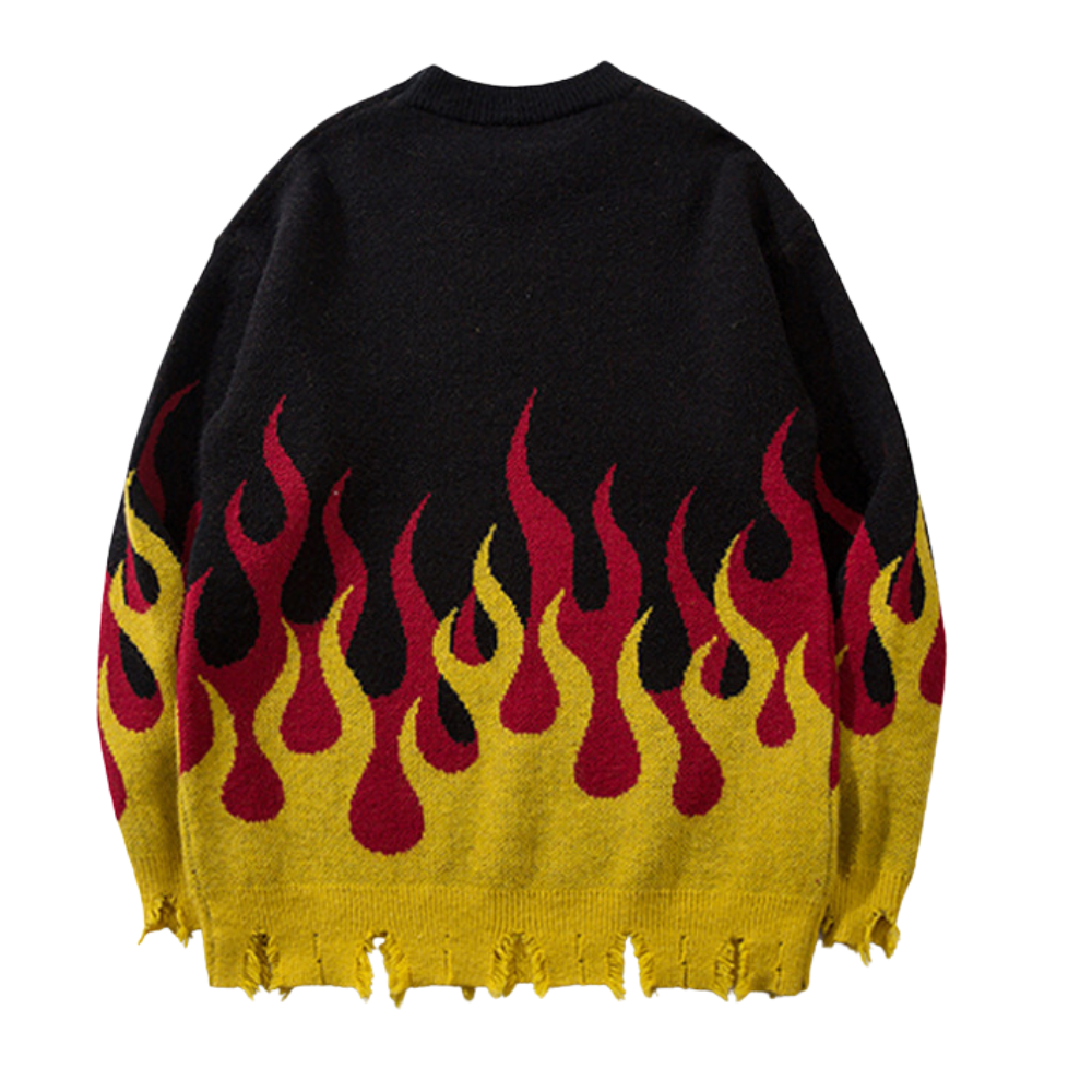 Street Flame Jacquard Embroidered Sweater