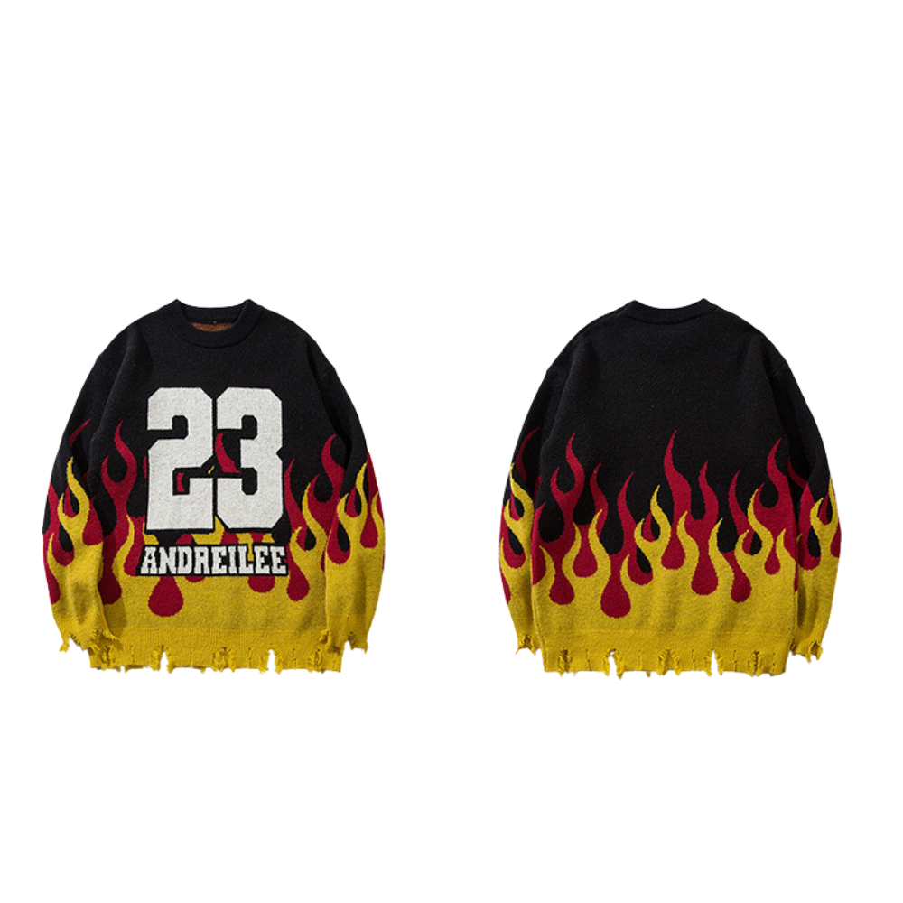 Street Flame Jacquard Embroidered Sweater