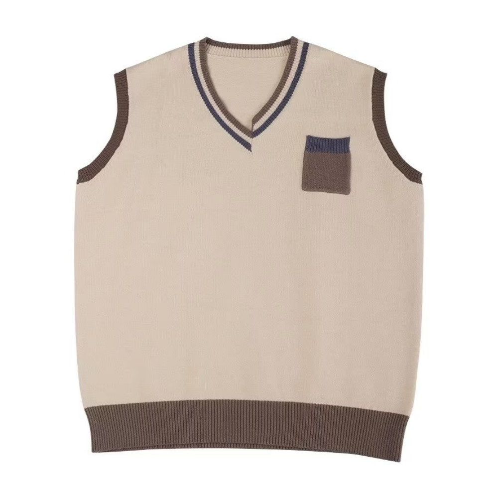 Preppy V-Neck Knitted Vest