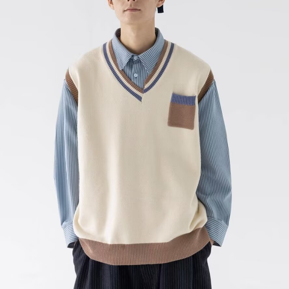 Preppy V-Neck Knitted Vest