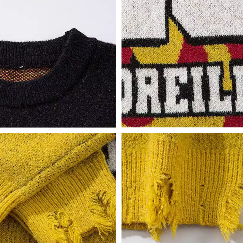 Street Flame Jacquard Embroidered Sweater