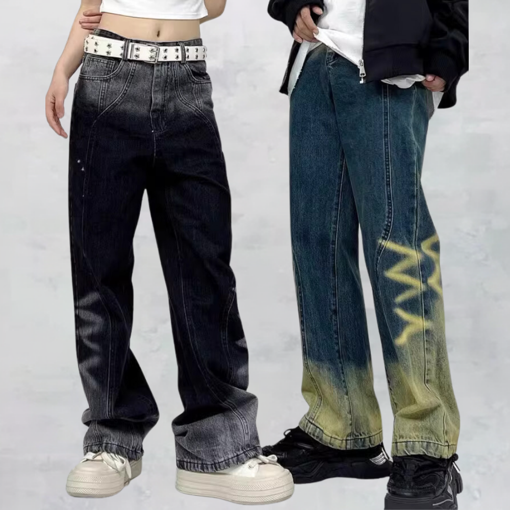 Gradient Tie-Dye Paneled Jeans