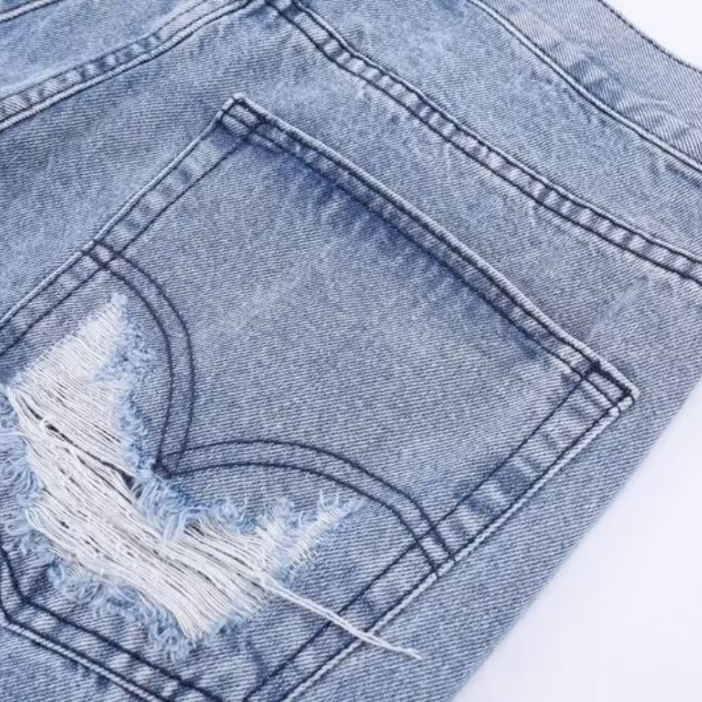 Mesh Patchwork Ripped Jeans