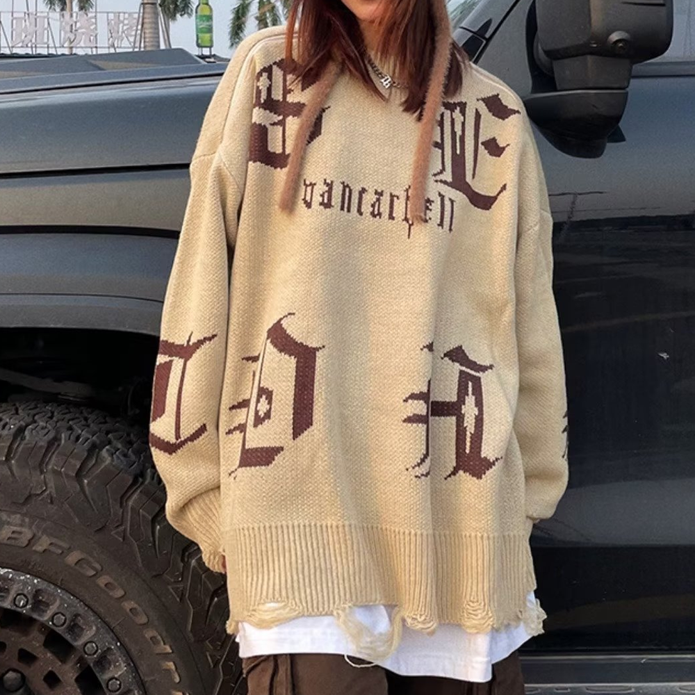 Casual Sanskrit Jacquard Sweater