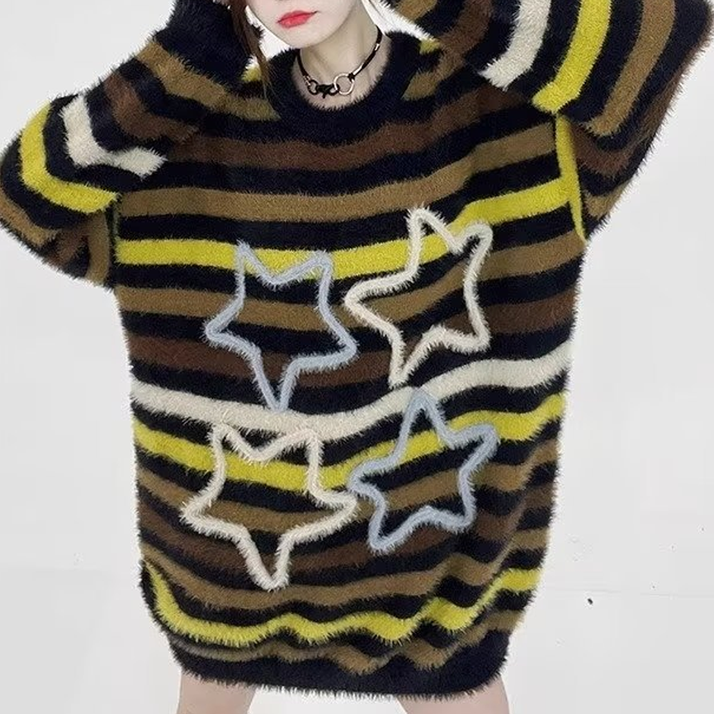 Retro Striped Stars Sweater