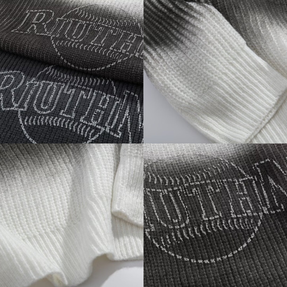 ⚡OOC' Contrast Letter Print Casual Knitted Sweater
