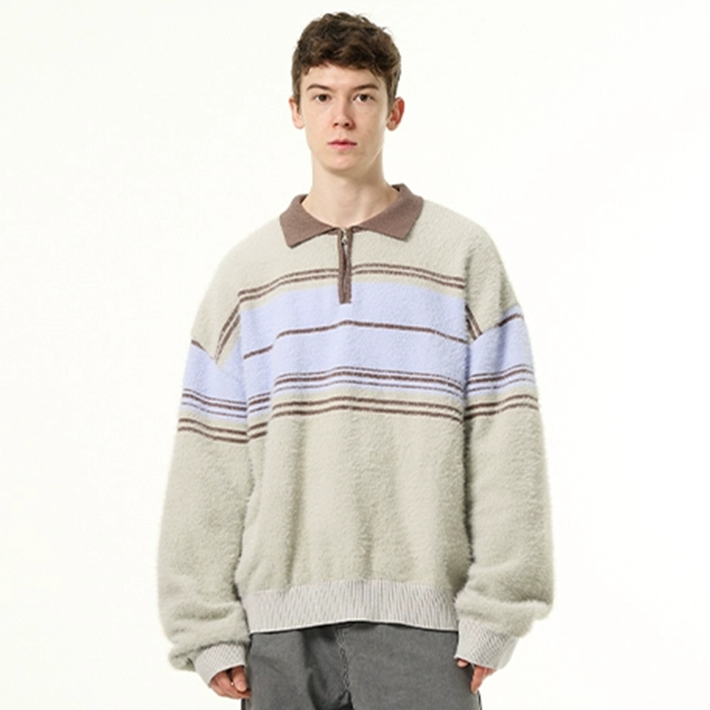 American Faux Mink Polo Sweater