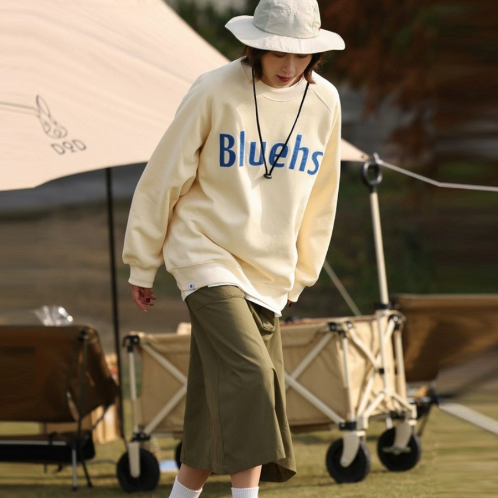 Japanese Simple Printed Sweatshirt