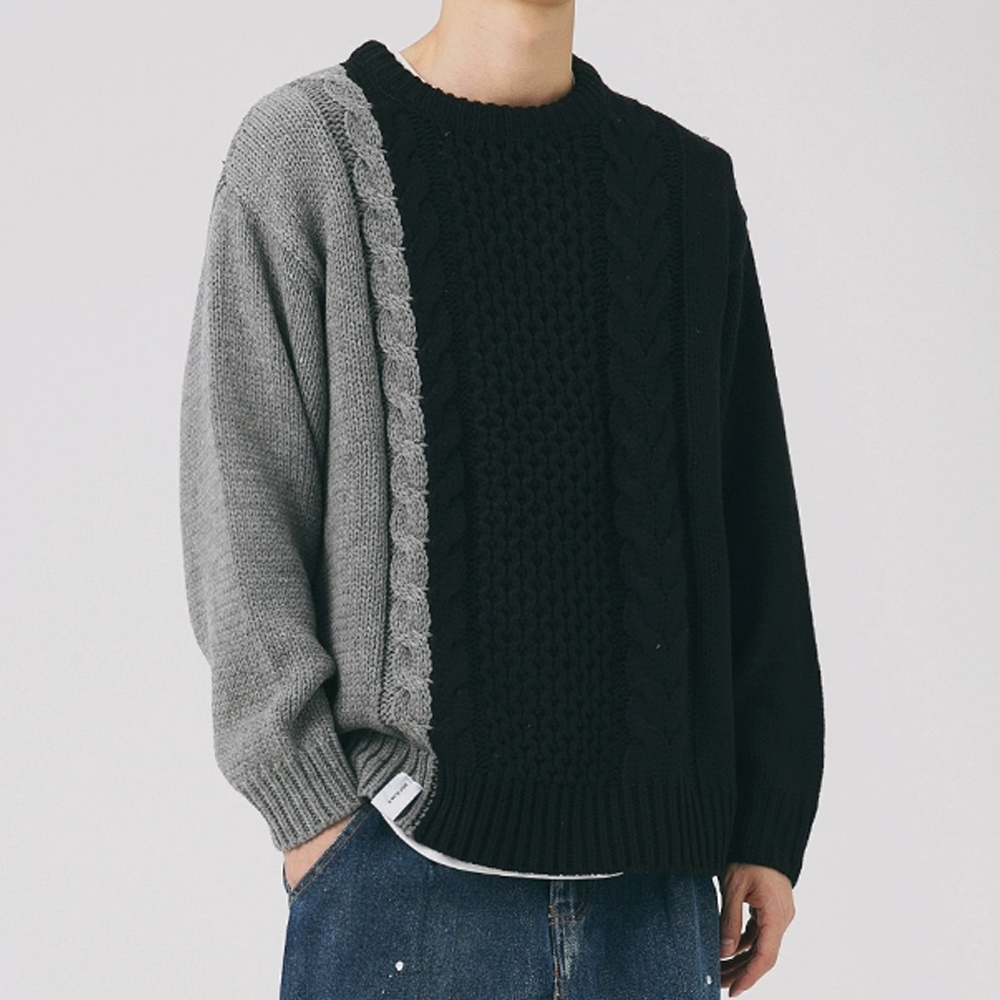 Colorblock  Twist Knit Sweater