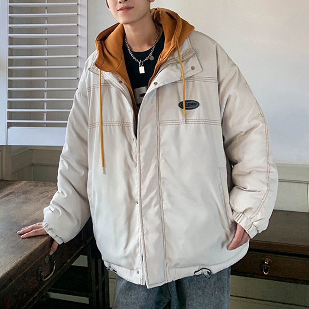 retro Contrast Color Fake Two Pieces Coat