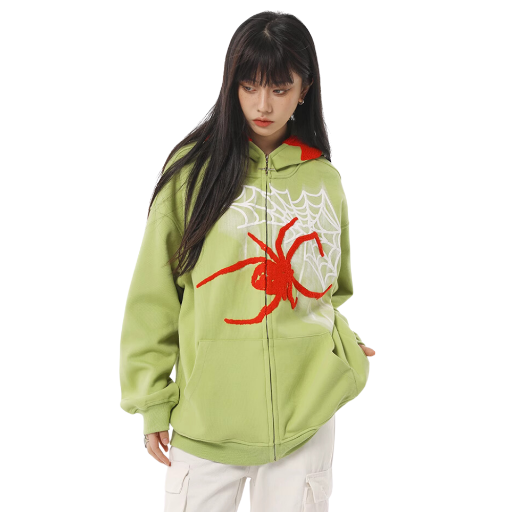 Monster Spider Letter Embroidered Hoodie