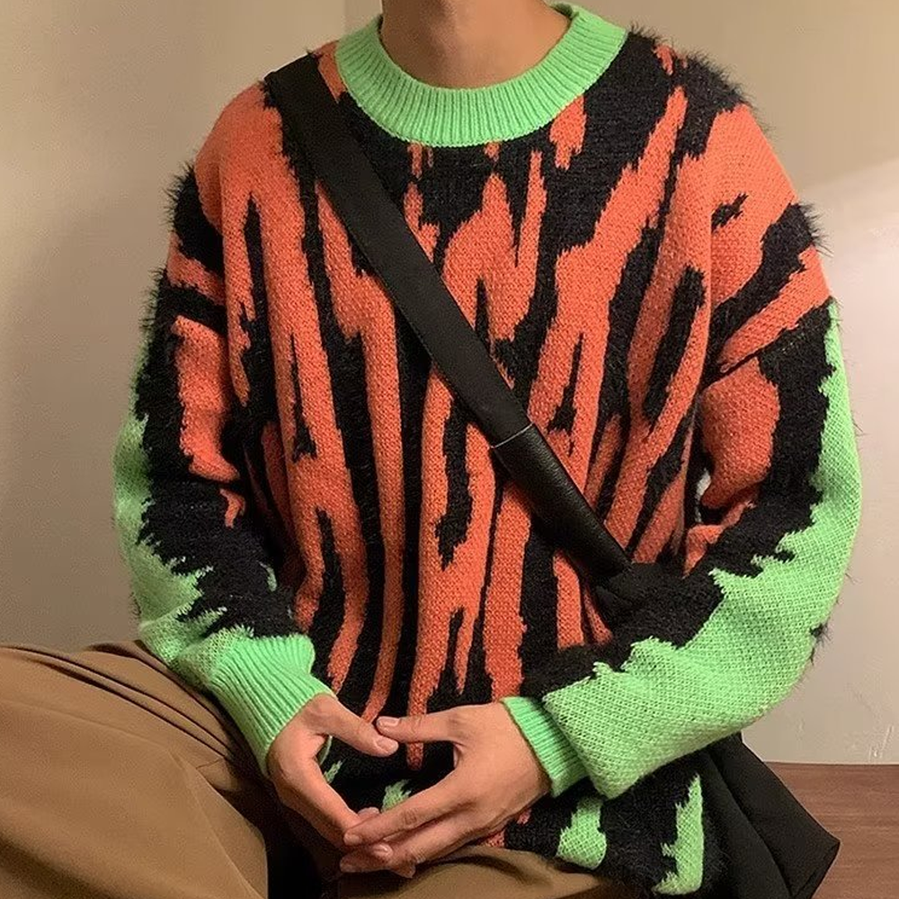 Personality Contrasting Colors Sweater