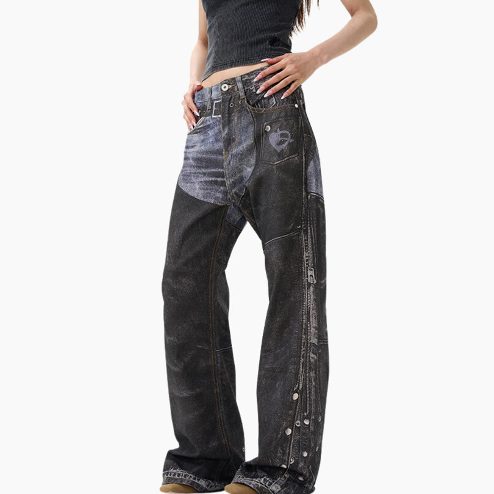 DF | Distressed Coated Digital Printed Jeans