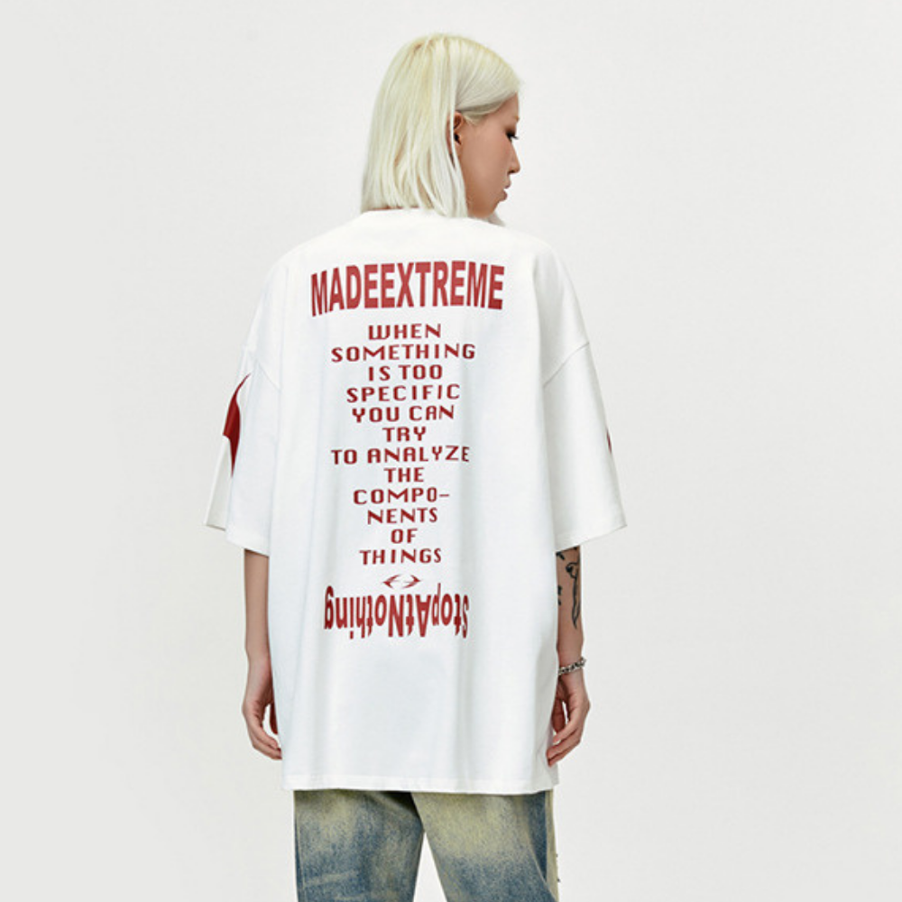 【MADE EXTREME】Sparkle Letter Print T-Shirt