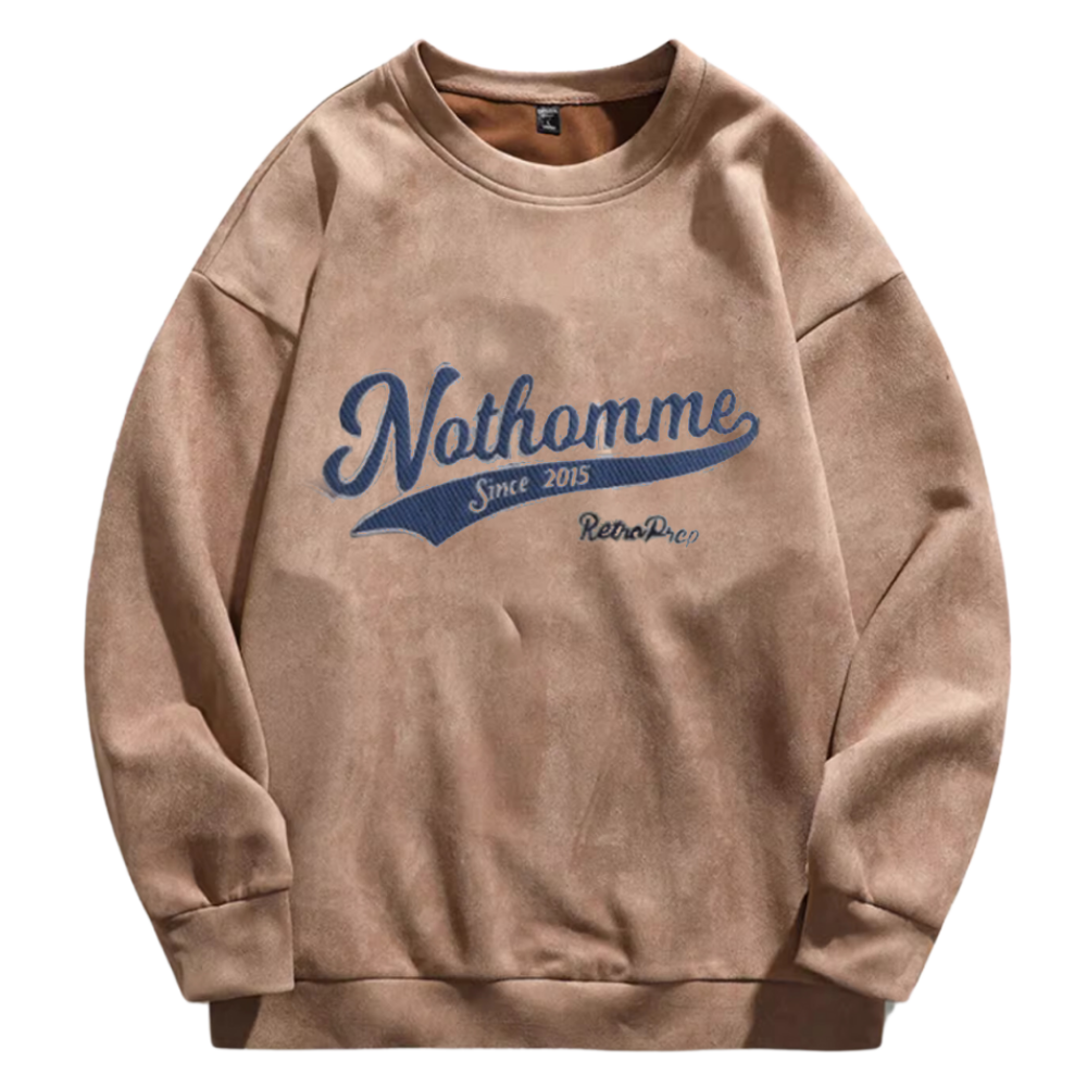 Casual Letter Patch Suede Sweatshirt