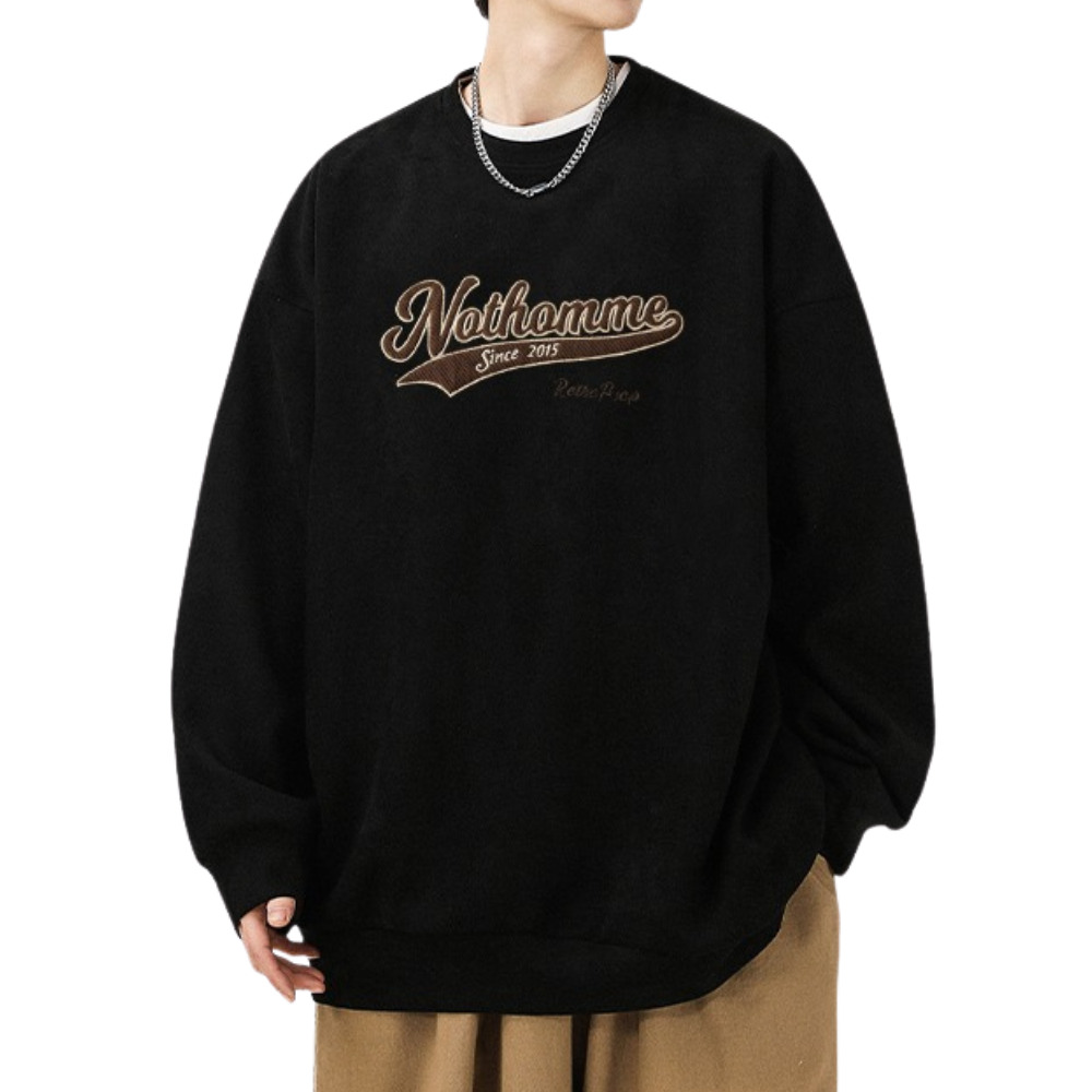 Casual Letter Patch Suede Sweatshirt