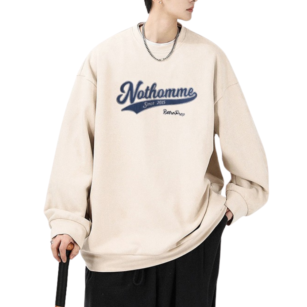 Casual Letter Patch Suede Sweatshirt