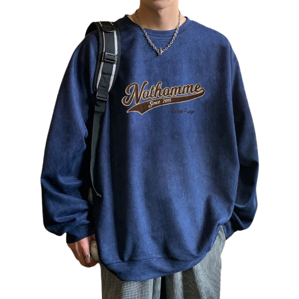 Casual Letter Patch Suede Sweatshirt