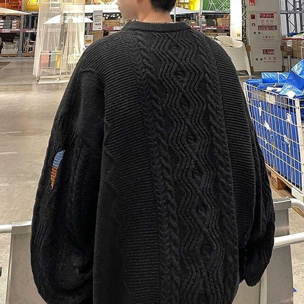 Simple Embroidery Twist Sweater