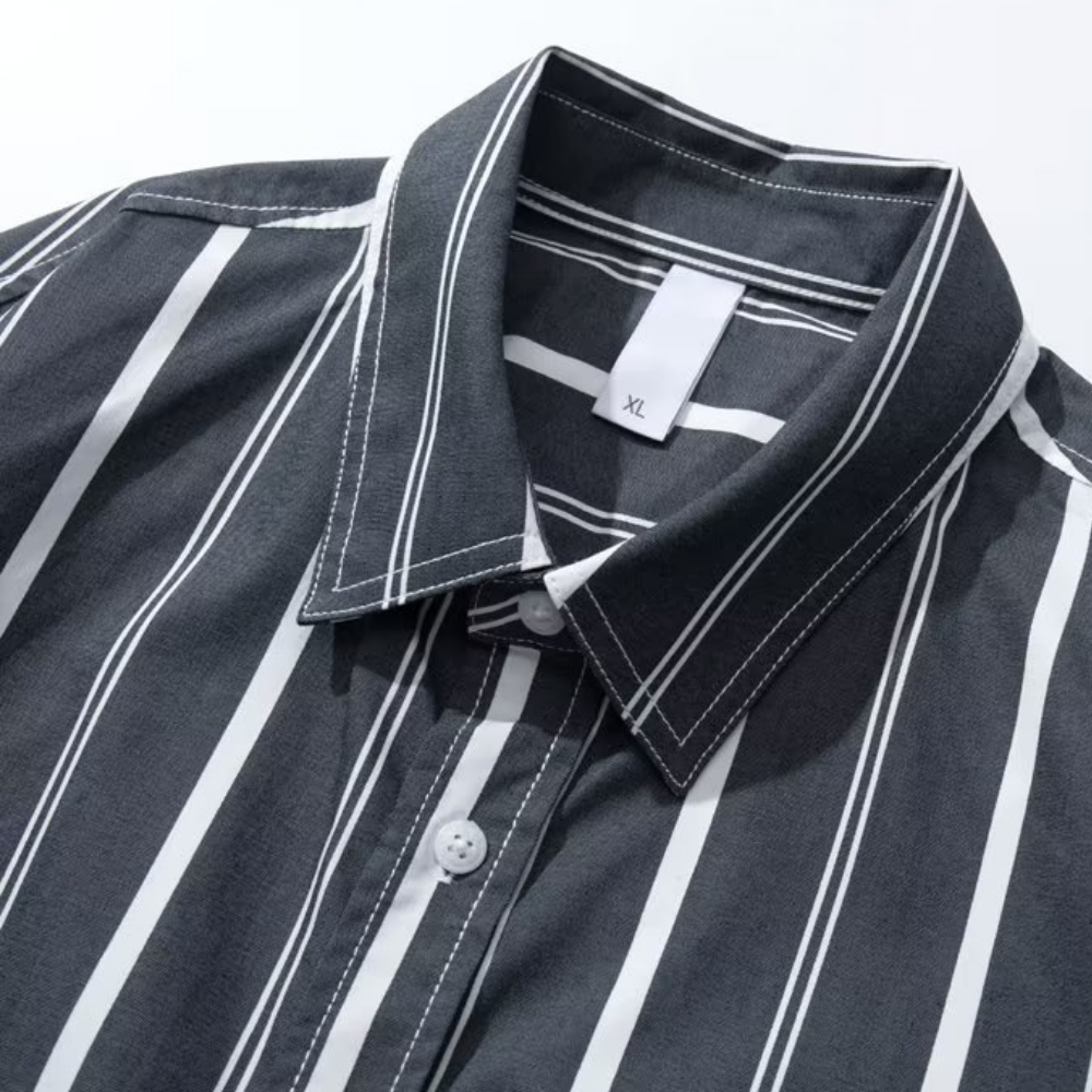 Denim Panel Striped Shirt