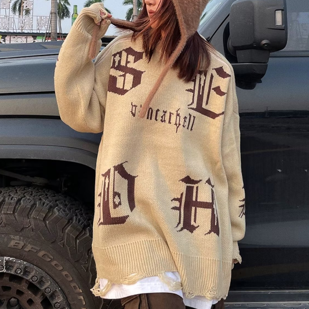 Casual Sanskrit Jacquard Sweater