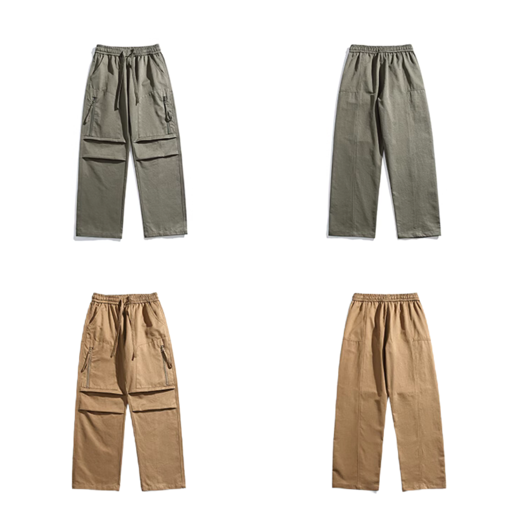 Japanese Zipper Pleated Pocket Cargo Pants