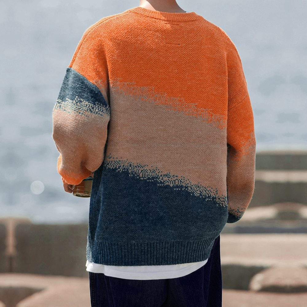 Japanese  Contrast Color Large Size Sweater