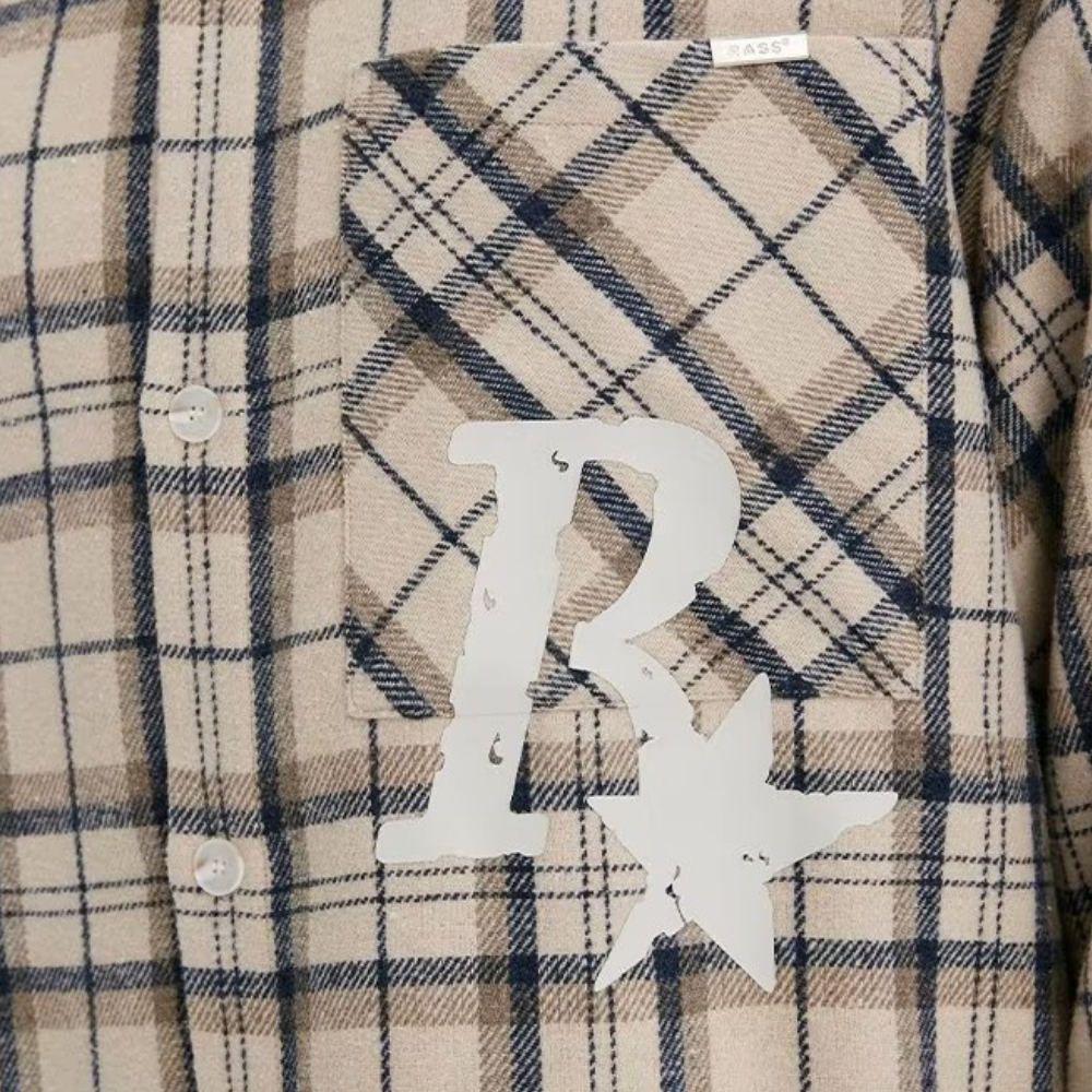 R Star Letter Print Plaid Shirt