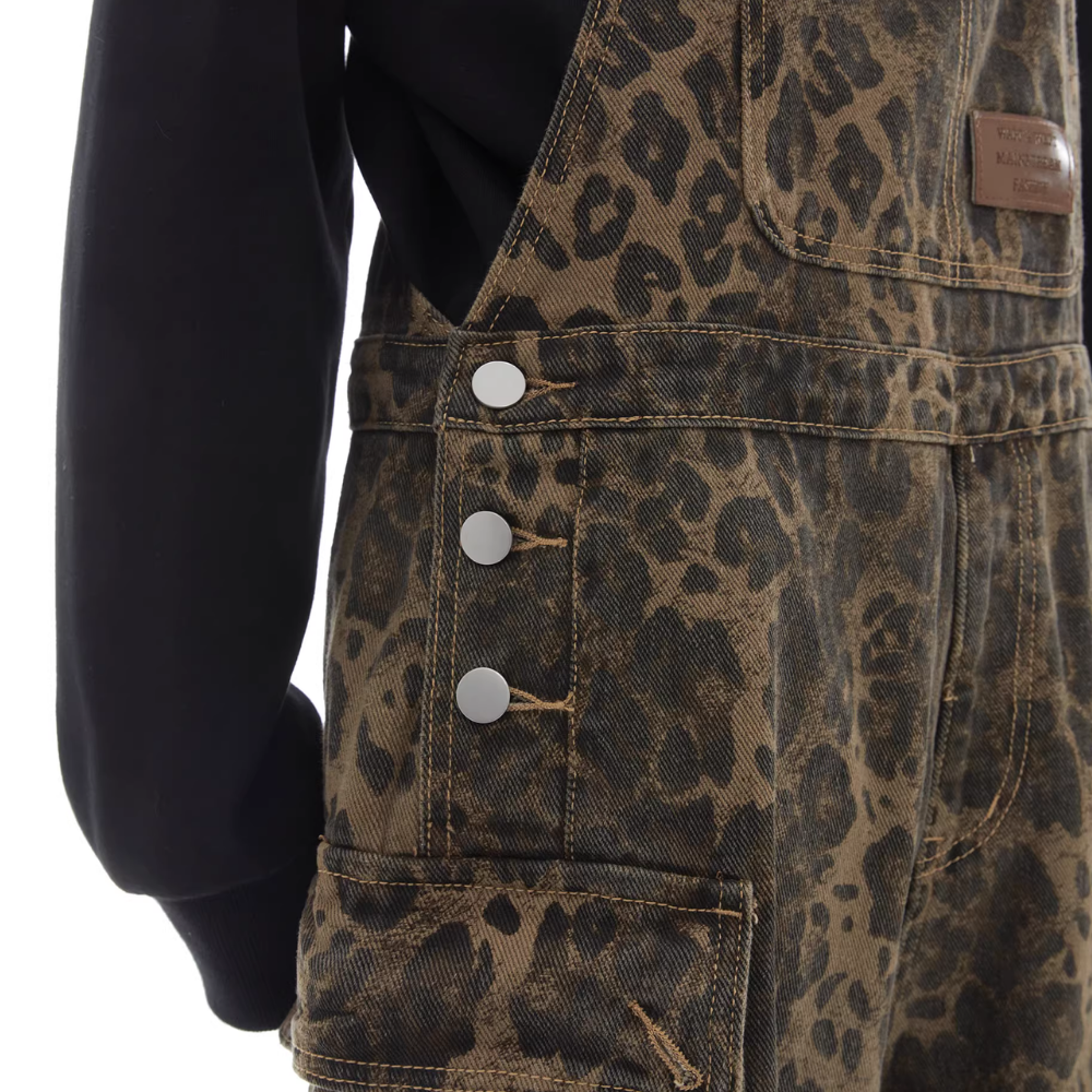 Vintage Leopard Print Strap Jeans