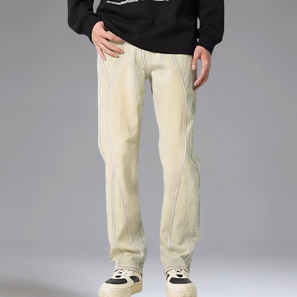 Washed Split Line Stretch Jeans