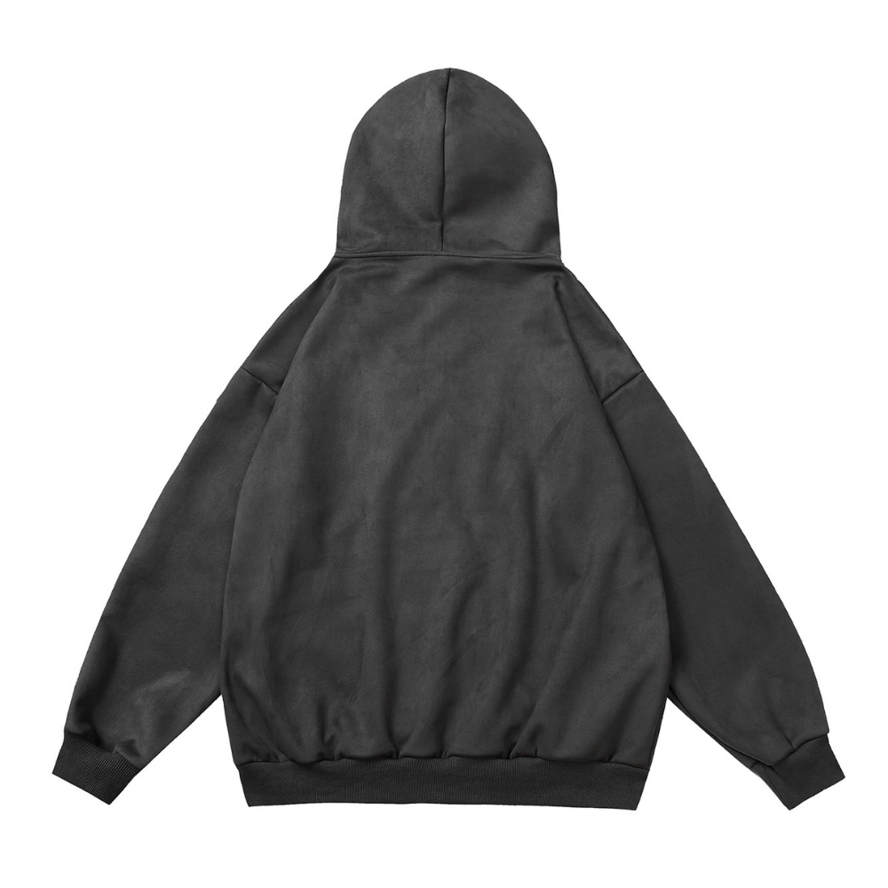 High Street Lettering Stamped Suede Hoodie