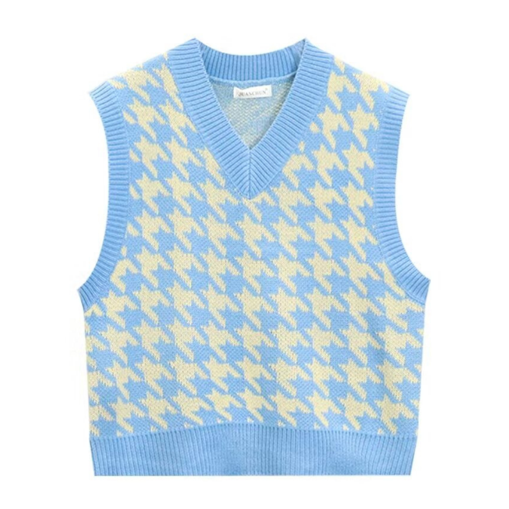 Oversized Contrast Plaid Vest