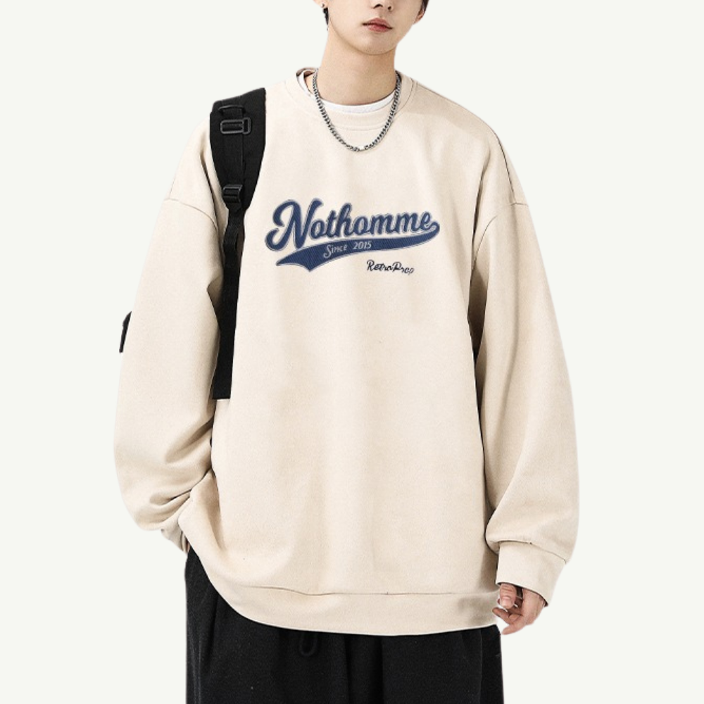 Casual Letter Patch Suede Sweatshirt