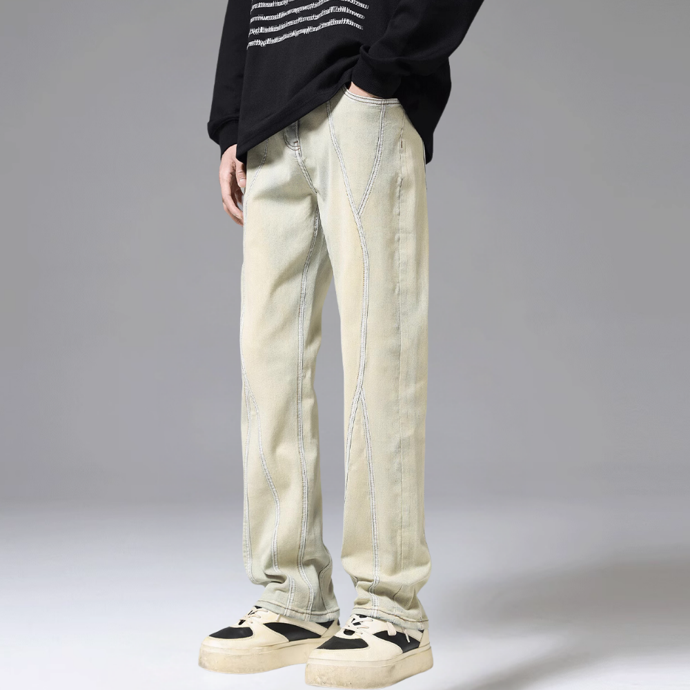 Washed Split Line Stretch Jeans